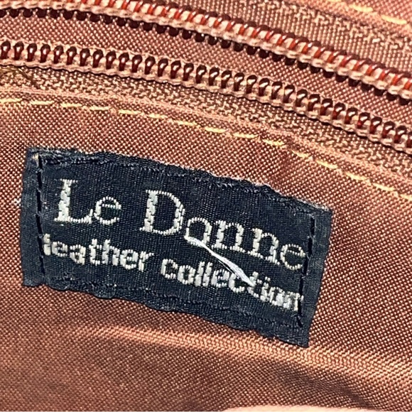 Le Donne Crossbody TAN camel crossbody Bag Purse Brown Leather Boho zip up boho - Picture 2 of 16